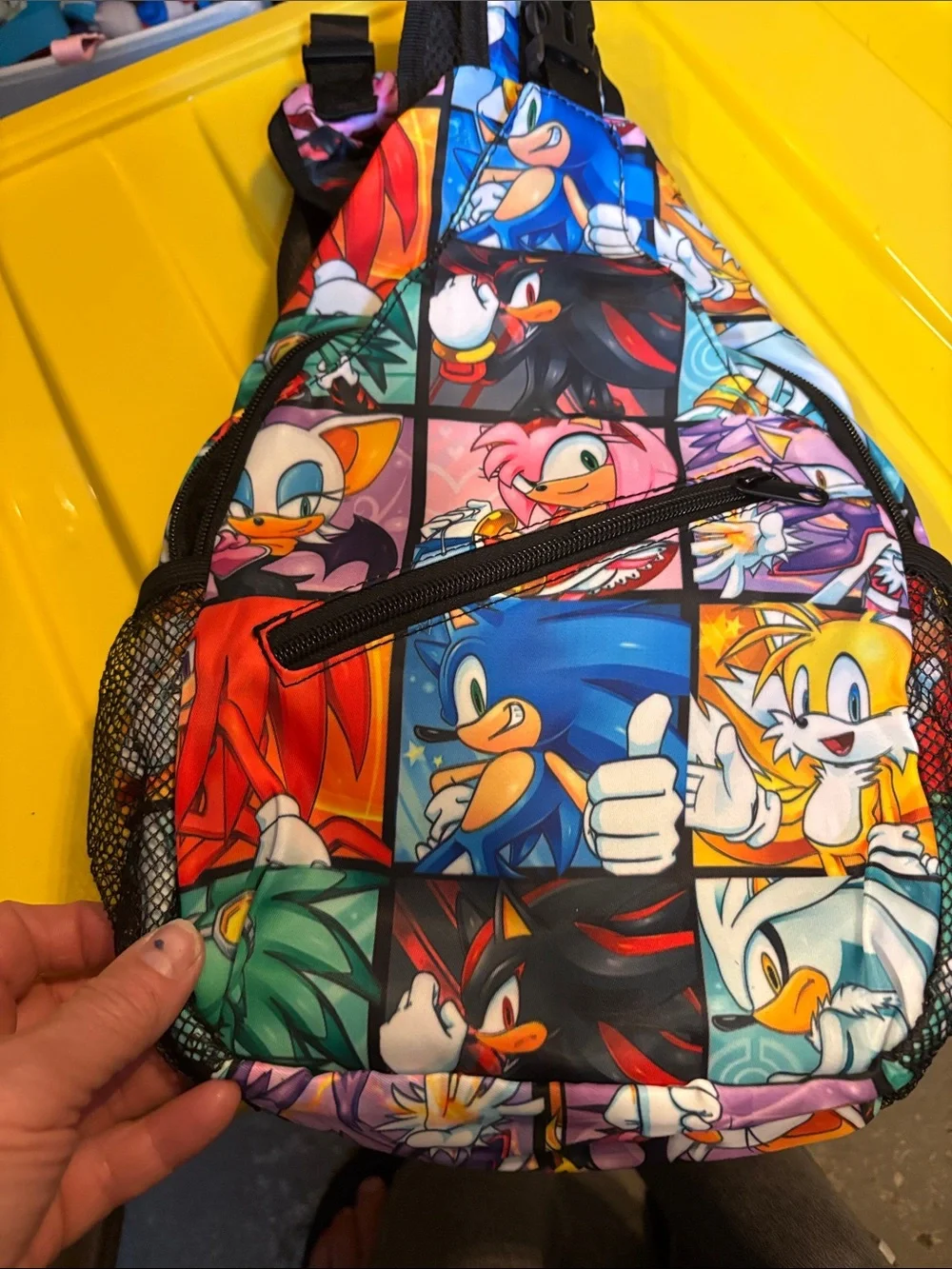 Multicolor Sonic Characters Kids Sling Backpack - Unbranded
